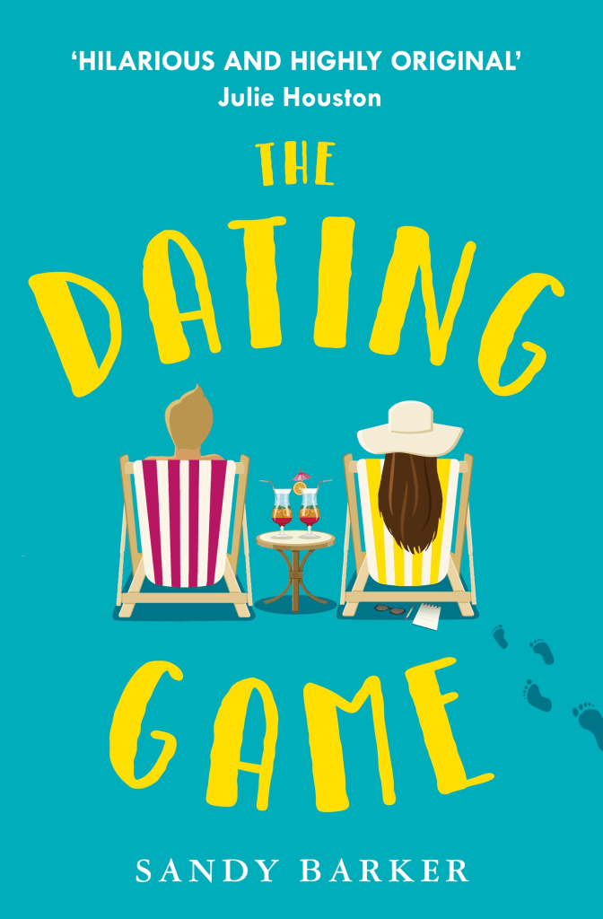 Cover of The Dating Game by Sandy Barker
A man and a woman sitting on side by side sun-loungers drinking cocktails 